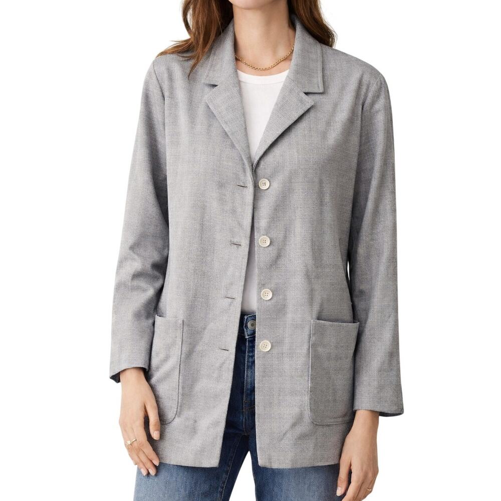 NWT Talbots 100% Wool Blazer Women's 12 Gray Micro Houndstooth USA Made Vintage